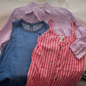 Bundle 3 Pieces: Tank, Chambray Top, Linen Button Up